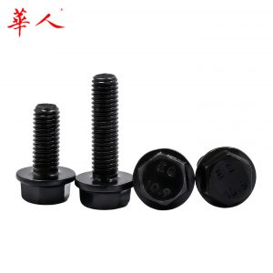 10.9级发黑带垫螺丝不带齿法兰面螺栓小头GB5787 M6-M20汽标Q184