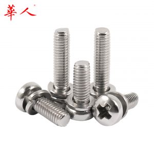 华人 304不锈钢GB9074.3二组合螺丝带弹垫组合螺丝M2M2.5M3M4M5M6