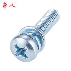 8.8级十字盘头三组合螺丝高强度圆头组合螺钉带平垫弹垫 M3M4M5M6
