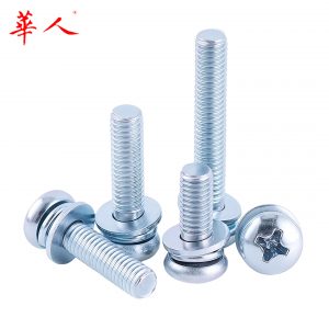 M3M4M5M6十字槽圆头三组合螺钉镀环保锌带平垫弹垫螺丝三合一螺栓